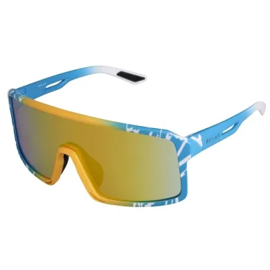 Relax Gull очки лыжные, оправа TR90 blue/white matt, линза PC brown orange revo, кат. 2