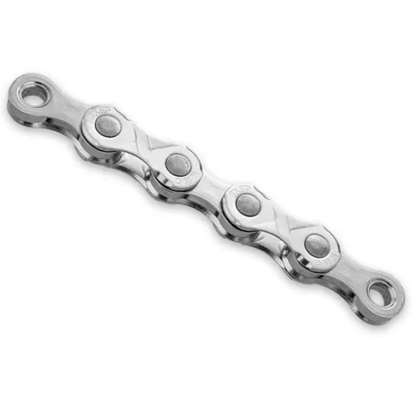 Цепь KMC e11 Silver, 11 скоростей, 122 звена, серебристая, с замком