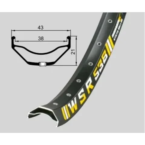 Обід Remerx WSR RX 2038, 27,5'', 584x38, 32 отв., AV, чорний анодований, E-Bike