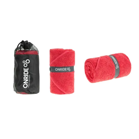 Рушник з махрової мікрофібри ONRIDE Dry червоний, 100х50 см, у чохлі