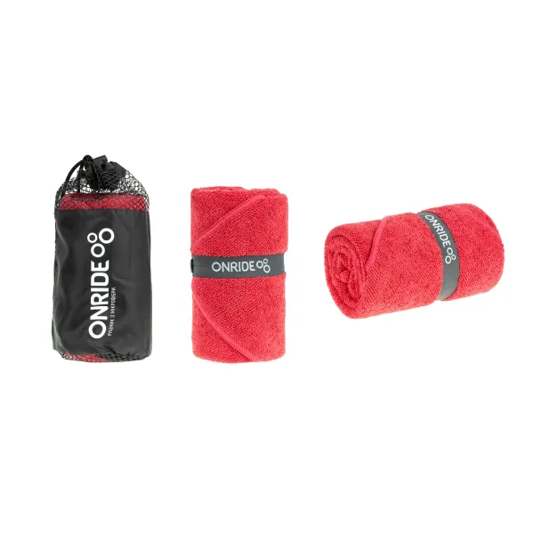 Рушник з махрової мікрофібри ONRIDE Dry червоний, 100х50 см, у чохлі