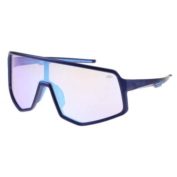 Очки Relax Langeland синие матовые, линза smoke (PC), ice blue revo, кат. 3