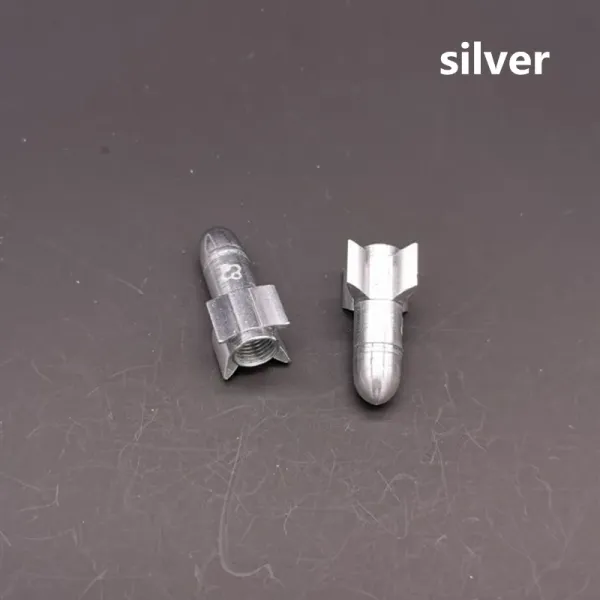 Ковпачки на вентиль Fouriers PE006 Rocket Presta/Schrader алюмінієві срібні Ковпачки на вентиль Fouriers PE006 Rocket Presta/Schrader алюмінієві срібні