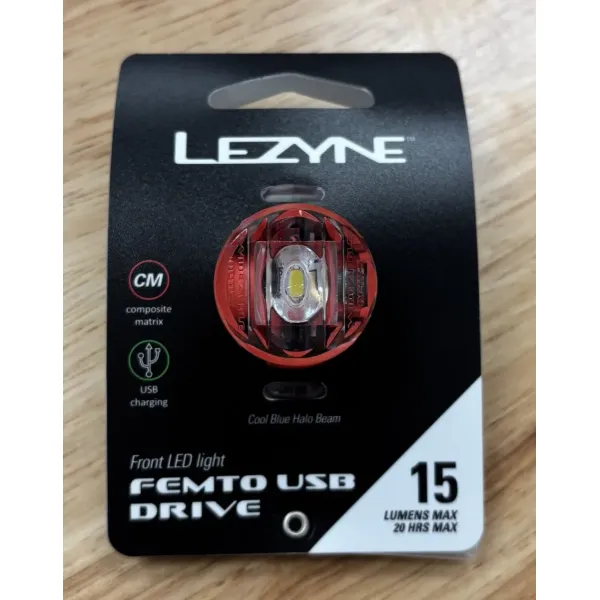 Переднє світло LEZYNE FEMTO USB DRIVE FRONT 15 люменів Переднє світло LEZYNE FEMTO USB DRIVE FRONT 15 люменів