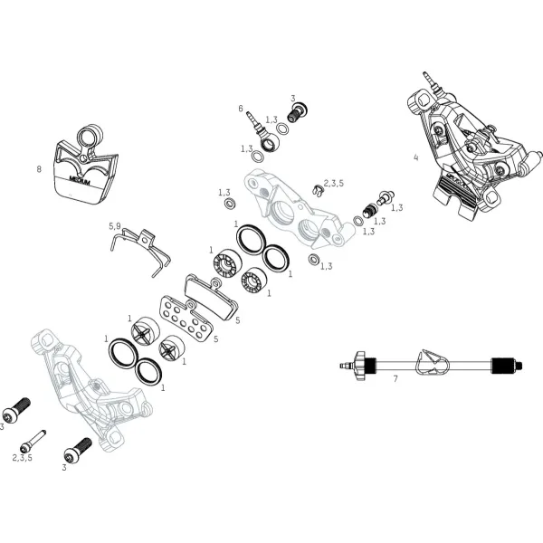 Сервисні запчастини Sram CALIPER PISTON KIT 4 PISTON 16MM 14MM Сервисні запчастини Sram CALIPER PISTON KIT 4 PISTON 16MM 14MM