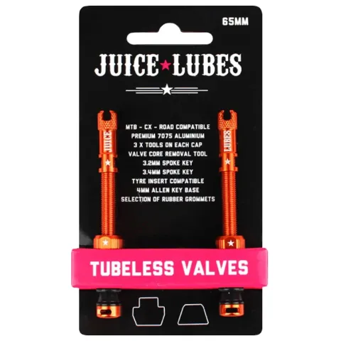 Безкамерні ніпелі Juice Lubes Orange 65 мм, алюміній 7075, 2 шт.