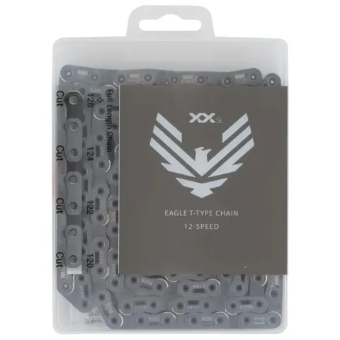 Ланцюг SRAM XX SL Eagle T-Type Flattop, 12 швидкостей, 126 ланок, сріблястий