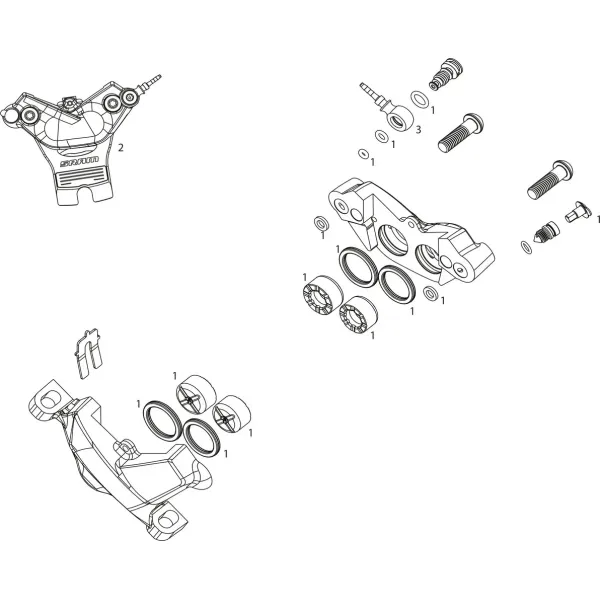 Ремкомплект каліпера Sram CALIPER PISTON KIT 4 PISTON 16MM 15MM Ремкомплект каліпера Sram CALIPER PISTON KIT 4 PISTON 16MM 15MM