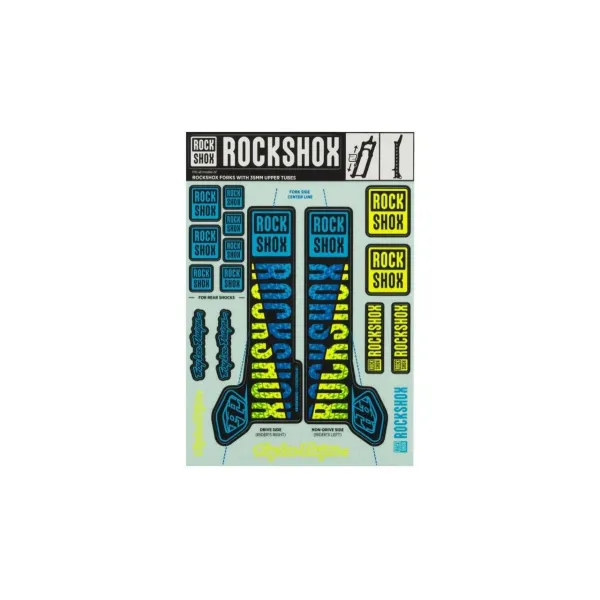 Наліпки Sram Decal Kit Troy Lee Designs 35mm Blue/Yellow MY18 PIKE/Lyrik/Yari/Domain/Revelation