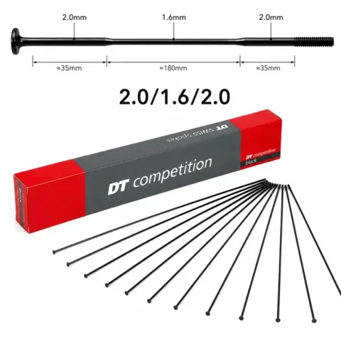 Спиці DT SWISS Competition Race Straight pull 2.0/1.6/2.0 мм 296 мм 100 шт чорні