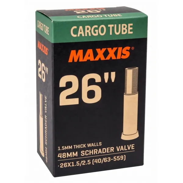 Камера Maxxis CARGO 26x1.5/2.5, ніпель Schrader 48 мм Камера Maxxis CARGO 26x1.5/2.5, ніпель Schrader 48 мм