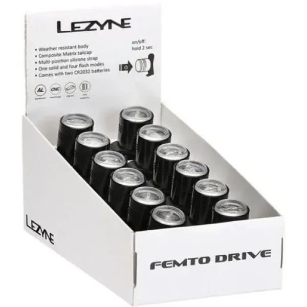 Кріплення для ліхтарів LEZYNE Femto Drive Box Set Front Чорний 15 люменів Кріплення для ліхтарів LEZYNE Femto Drive Box Set Front Чорний 15 люменів