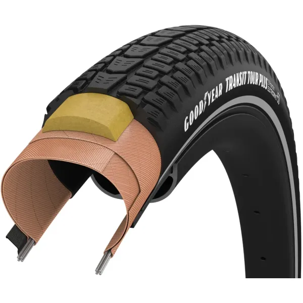 Покришка 700x35 (37-622) GoodYear Transit Tour Plus S5: Protection, Wire, Black + reflective strips, 60tpi Покришка 700x35 (37-622) GoodYear Transit Tour Plus S5: Protection, Wire, Black + reflective strips, 60tpi