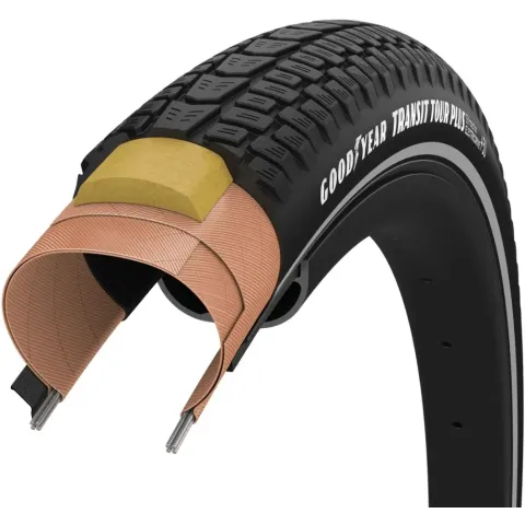 Покришка 700x45 (45-622) GoodYear Transit Tour S3 Protection, Wire, Black + reflective strips, 60tpi