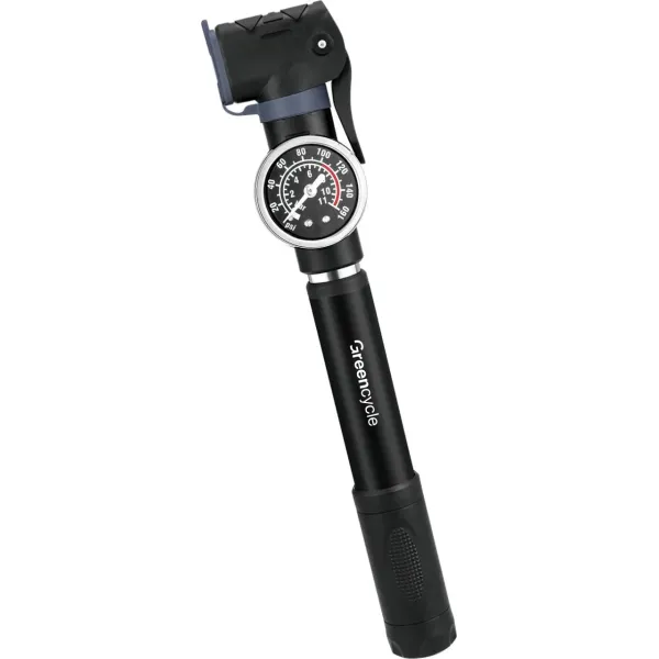 Мінінасос Green Cycle GPM-063 телескопічний алюмінієвий з манометром, Presta+Schrader, 80 psi