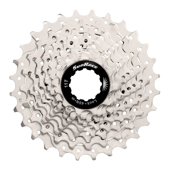 Касета SUN RACE RS1 10-швидкісна 11-28T, сталевий павук, Metallic Silver