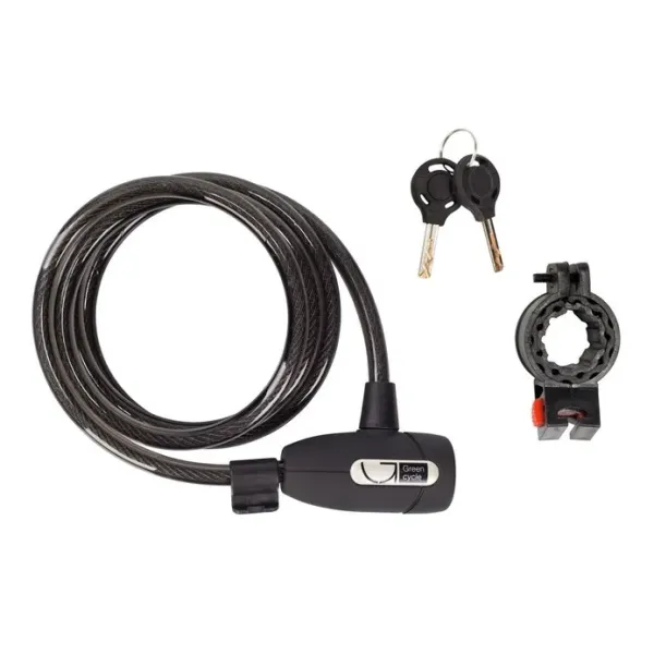 Замок на ключе Green Cycle GLK-220, трос 12×150 см, черный