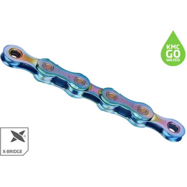 Ланцюг KMC X11 Aurora Blue Waxed, 11 швидкостей, 118 ланок, 1/2