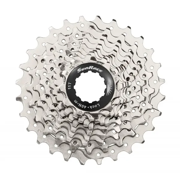 Касета SUN RACE RS 10-швидкісна 11-28T, алюмінієвий павук, Metallic Silver