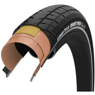 Покришка 700x30 (30-622) GoodYear Transit Speed S1: Protection, Wire, Black + reflective strips, 60tpi