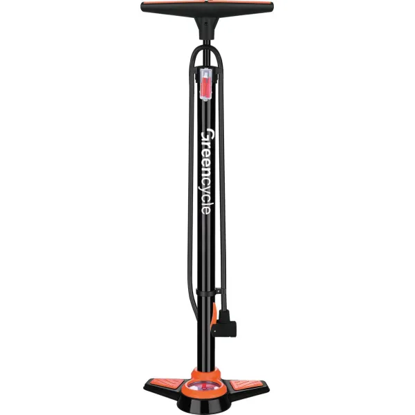 Підлоговий насос Green Cycle GPF-005, сталевий корпус, з манометром, Presta+Schrader, 160 psi
