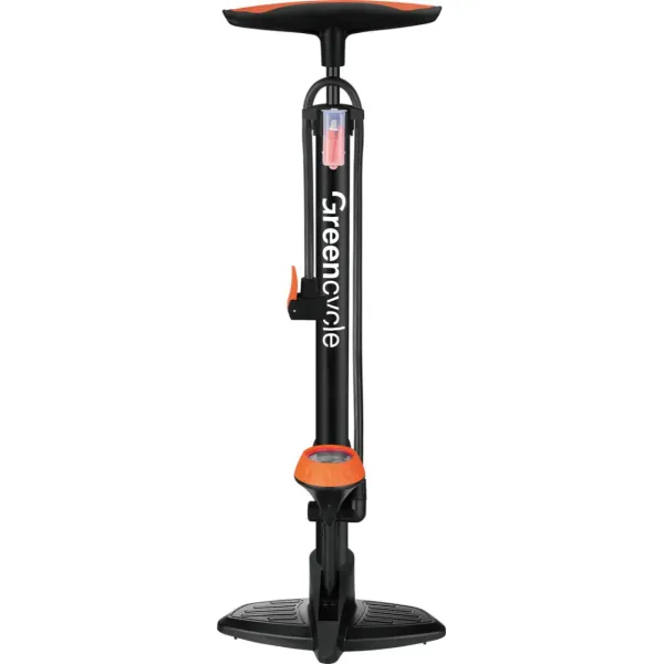 Підлоговий насос Green Cycle GPF-010, сталевий корпус, манометр, Presta/Schrader/Dunlop, 120 PSI
