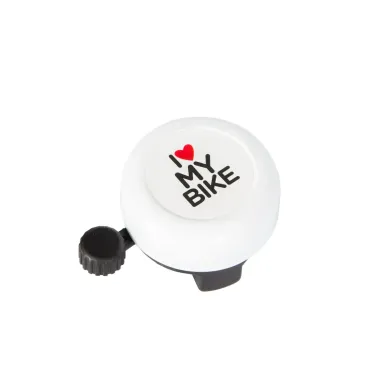 Велосипедний дзвінок Green Cycle GBL-251 I love my bike, білий, 53 мм